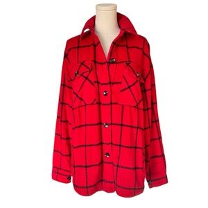 Red and Black Oversized Check Shacket Size Small NWOT